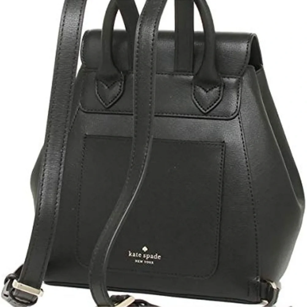 Kate Spade Adel Medium Flap Backpack in Black Leather Style #wkru6412 Like New